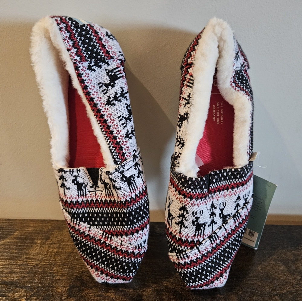 Toms Black and White Cozy Slippers